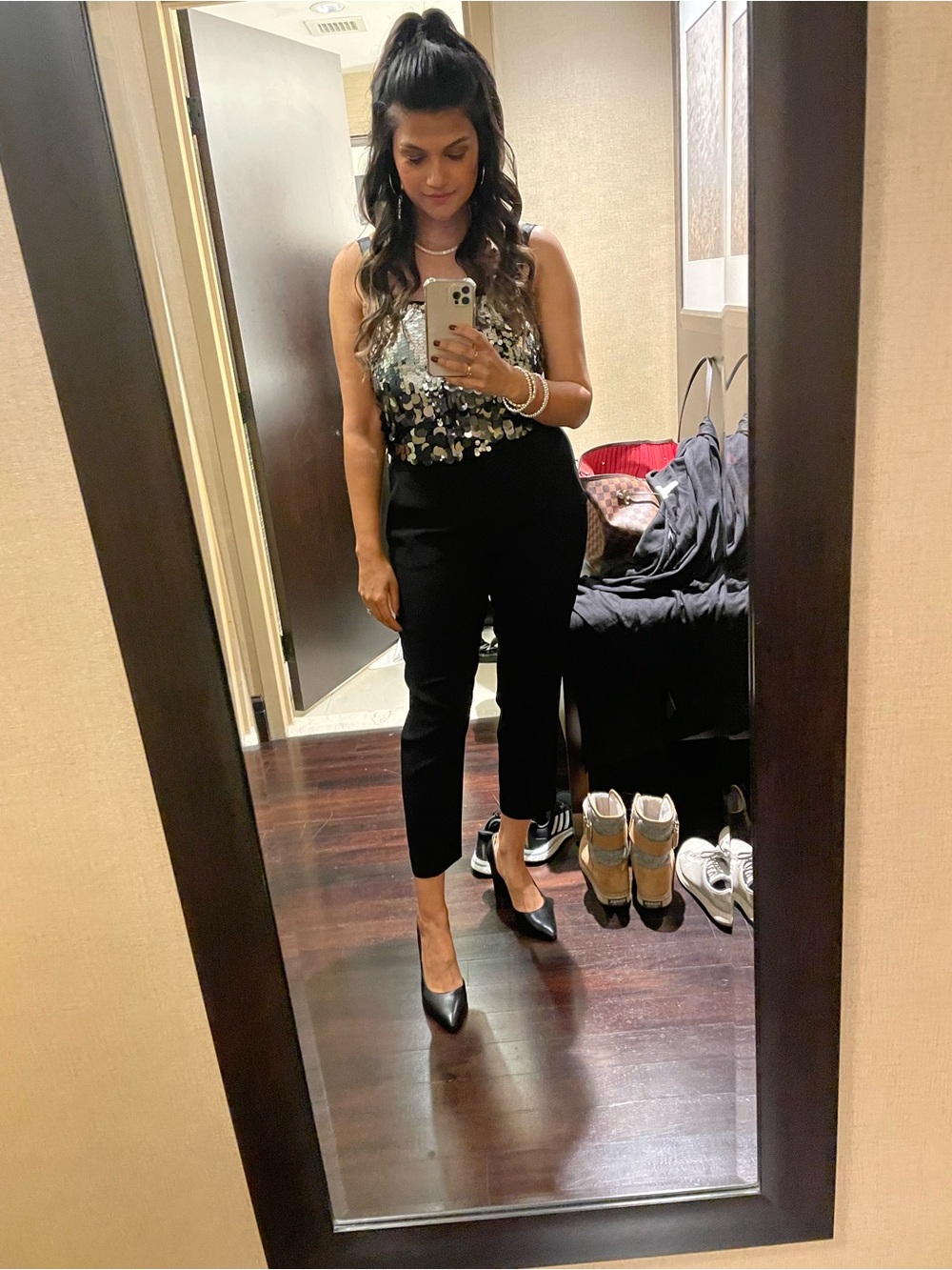 RW&CO. Silver Sequin Crop Top